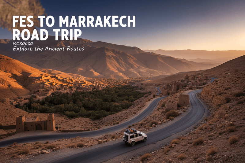 Fes to Marrakech road trip through Morocco's scenic desert routes with a 4x4 vehicle