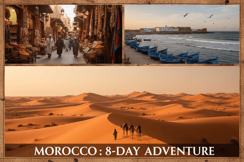 Morocco 8-day adventure: desert dunes, coastal blue boats & bustling souks with local guides