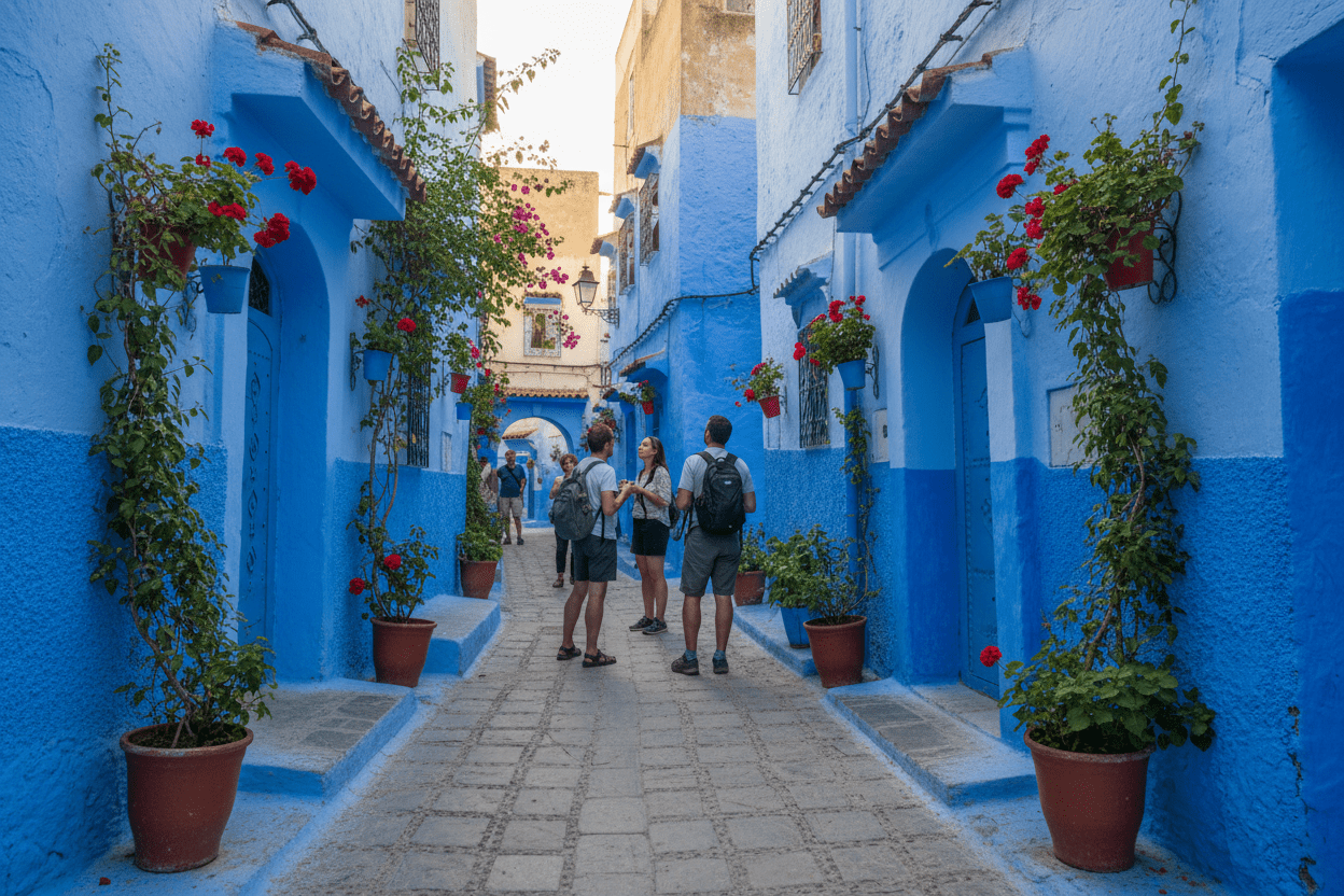 Chefchaouen blue painted streets and stairways – 2-Day Blue City Tour Morocco