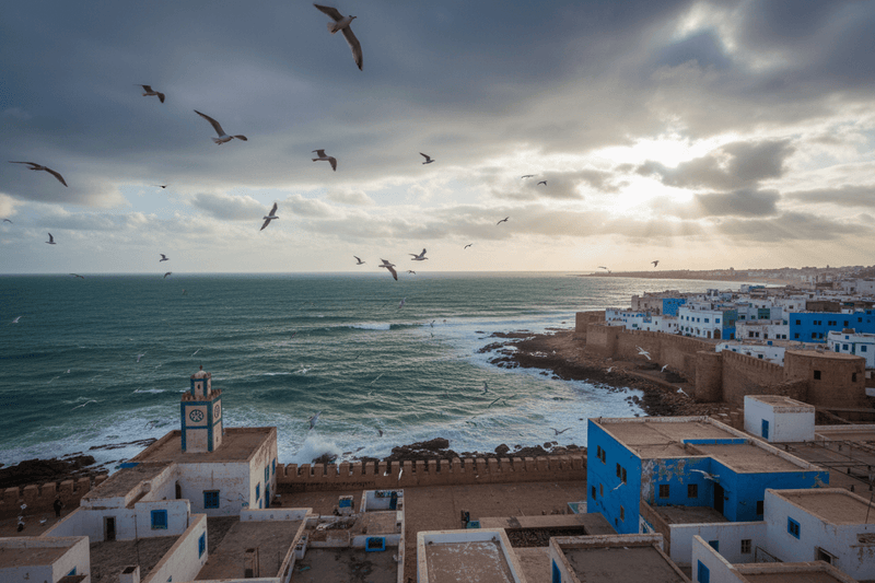 Essaouira blue fishing boats and historic ramparts – Coastal Day Trip from Marrakech