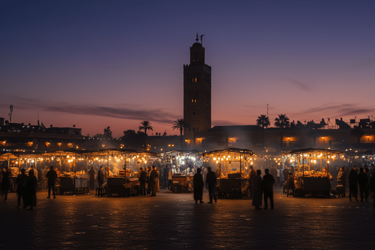 Koutoubia Mosque at sunset Marrakech – Full Day City Tour Morocco