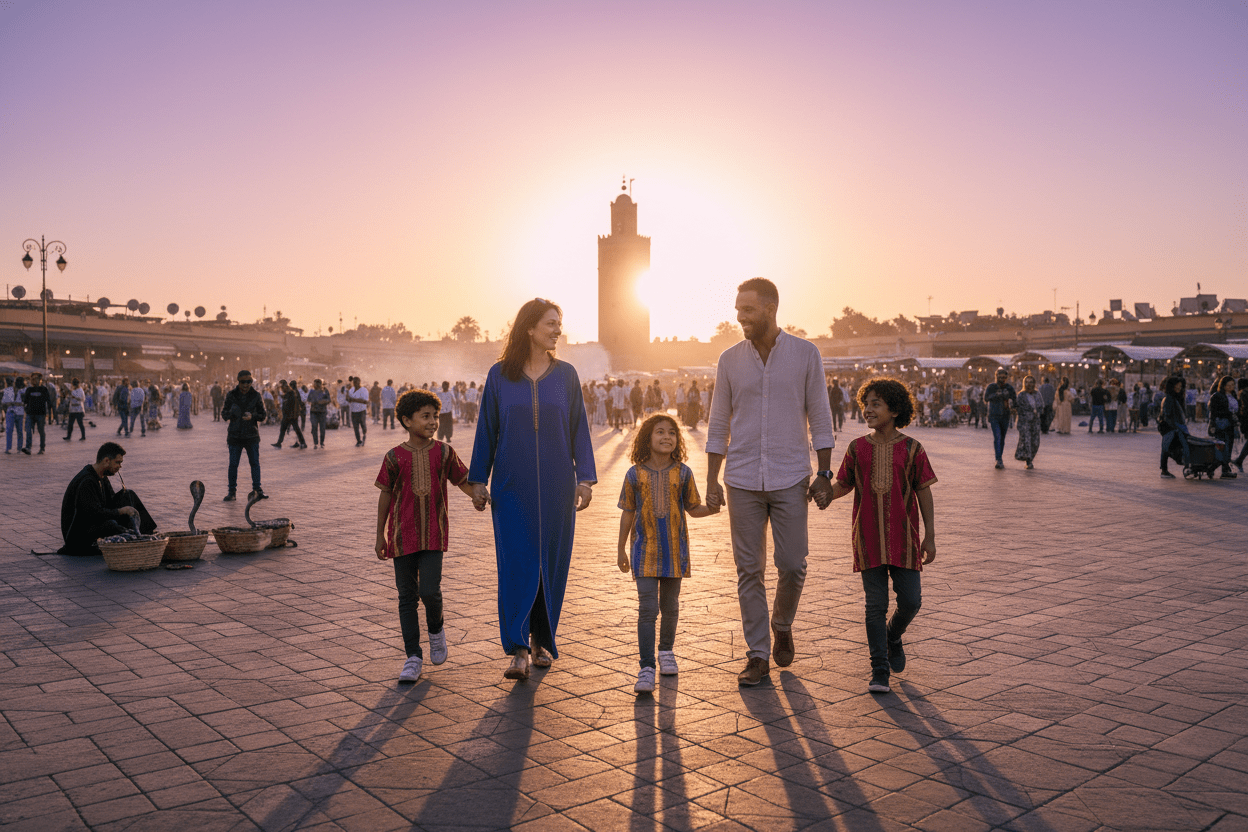 Family on camel ride in Merzouga desert – 8-Day Morocco Family Vacation