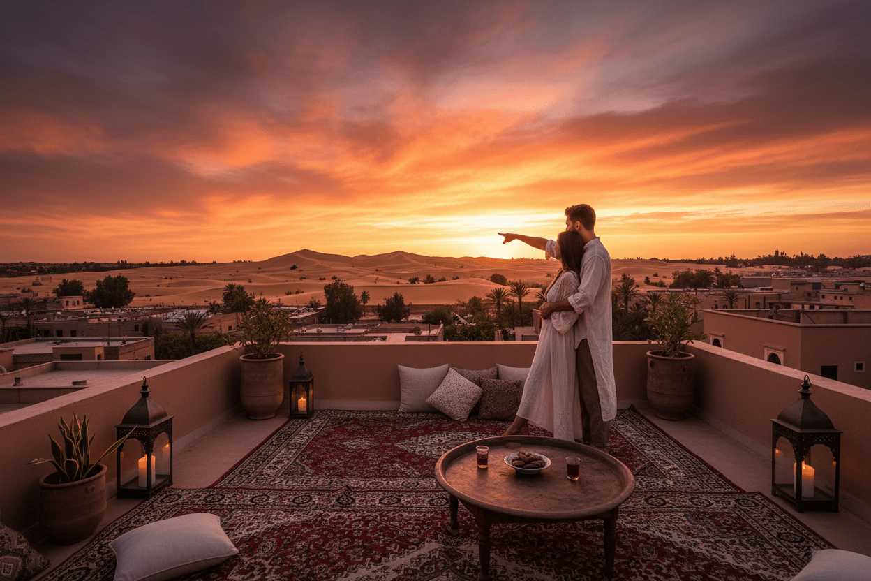 Romantic riad courtyard Morocco – 3-Day Sahara Desert Tour