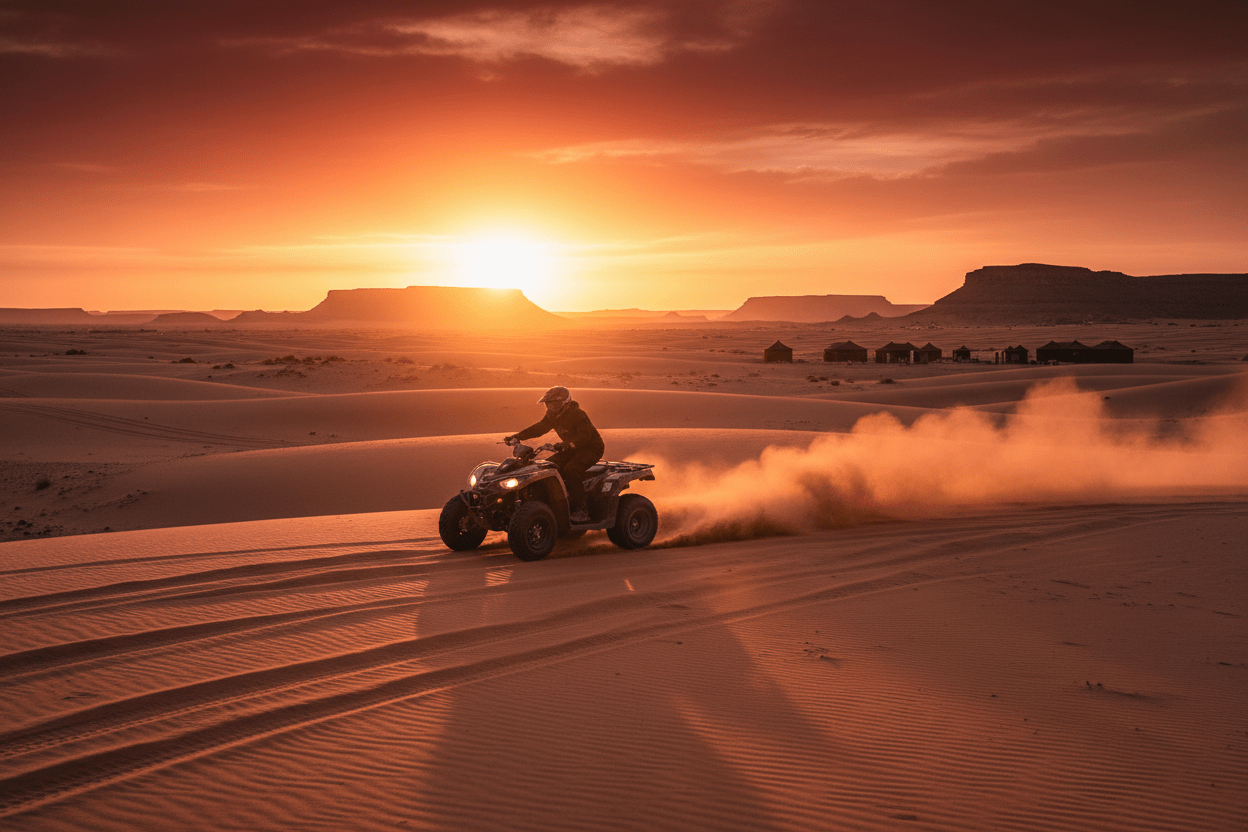 Merzouga golden sand dunes at sunrise – 3-Day Sahara Desert Tour from Marrakech